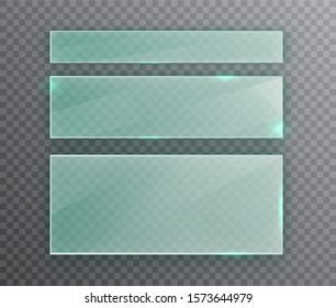 Glass frames collection. Realistic transparent glass banner with glare