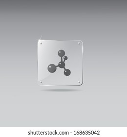 glass framework with atom icon