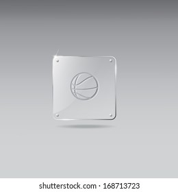 Glass framework with basketball icon