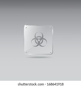 Glass framework with biohazard icon