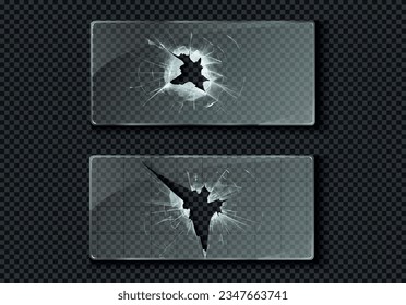 Glass framework, broken glass set. Vector illustration