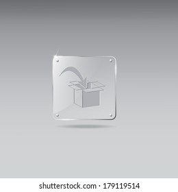 Glass framework with carton box icon