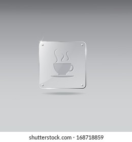 Glass framework with coffee cup icon