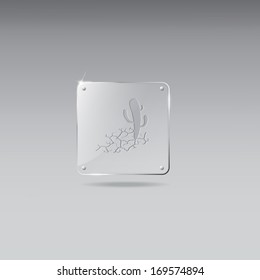 Glass framework with desert icon