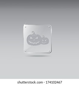 Glass framework with halloween pumpkin icon