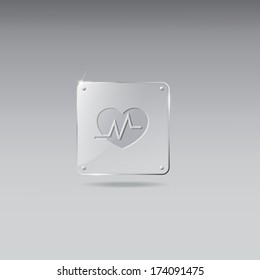 Glass framework with heart rate icon