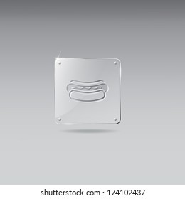 Glass framework with hot dog icon