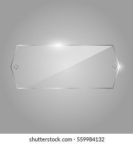 Glass framework. Glass label on wall. Vector illustration. Eps10