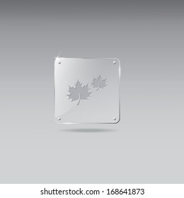 Glass framework with leaves icon
