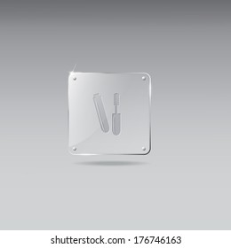 Glass framework with mascara icon