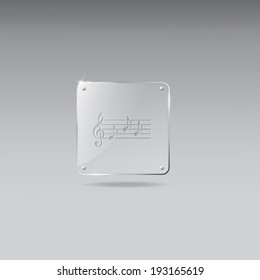 Glass framework with musical note icon