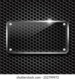 Glass framework on metal background, Vector design template.