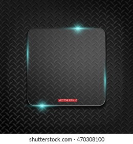 Glass framework on metal background, Vector design template.