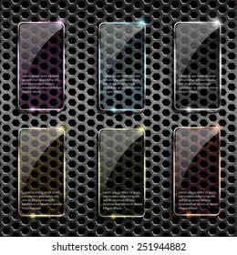 Glass framework on metal background,Vector design template