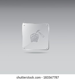 Glass framework piggy bank icon