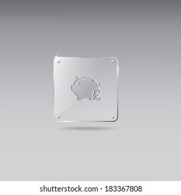 Glass framework piggy bank icon
