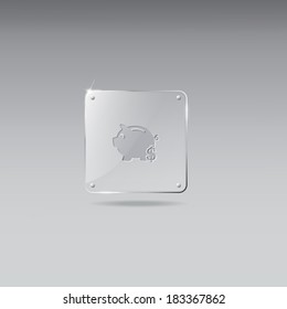 Glass framework piggy bank icon
