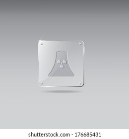 Glass framework with power plant icon