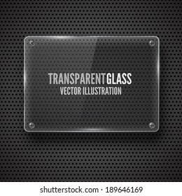 Glass  framework with screw on  metal background. Vector illustration.