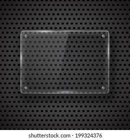 Glass  framework with screw on  metal background. Vector illustration.