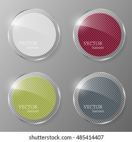 Glass framework set. Glass button. Vector illustration.