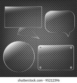 Glass Framework Set On Abstract Metal Background, Vector Background