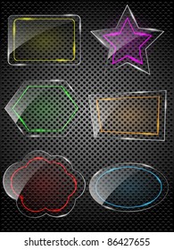 Glass framework set on black background. Vector illustration.