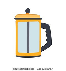 glass french press coffee cartoon. caffeine kitchen, table black, breakfast eso glass french press coffee sign. isolated symbol vector illustration