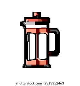 glass french press coffee game pixel art retro vector. bit glass french press coffee. old vintage illustration
