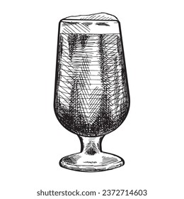 Glass of fresh beer on white background