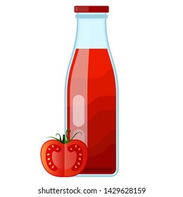 A Glass of Fresh Cherry Juice. Flat Design. Abstract Concept. Vector Icon for Web, Restaurant Menu or Flyer