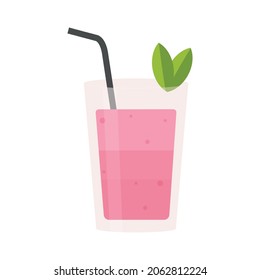 Glass of fresh cherry punch on white background - Vector illustration