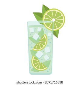 Glass of fresh cherry punch on white background - Vector illustration