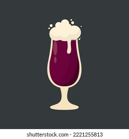 Glass of fresh dark foamy beer - Vector illustration