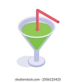 A glass of fresh drink with straw showing concept icon of party drink