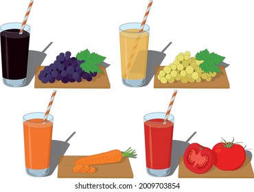 Glass of fresh fruit and vegetable juice  vector illustration