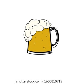 A glass of fresh light foam beer . Isolated on a white background.