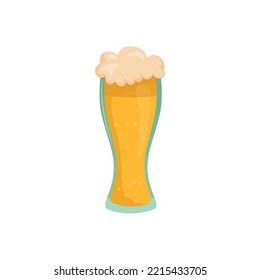Glass of fresh light foamy beer - Vector illustration