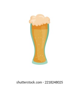 Glass of fresh light foamy beer - Vector illustration