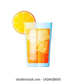 A Glass of Fresh Orange Juice and Orange. Flat Design. Abstract Concept. Vector Icon for Web, Restaurant Menu or Flyer