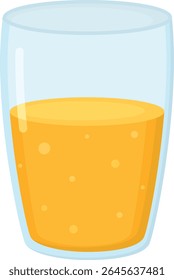 Glass of fresh orange juice isolated on transparent background. Illustration of bright drink