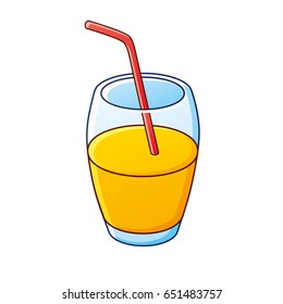 Glass of fresh orange juice vector isolated.