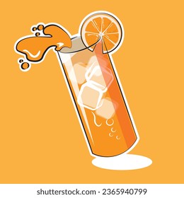 a glass of fresh orange splashed