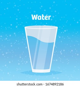 Glass Of Fresh Pure Clean Water Healthy Drink Concept Flat Vector Illustration