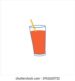 A glass of freshly squeezed orange juice. Healthy lifestyle. Scribble. Vector graphics. Isolated over white background.
