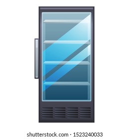 Glass fridge icon. Cartoon of glass fridge vector icon for web design isolated on white background