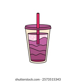 glass with fruit drink in doodle style