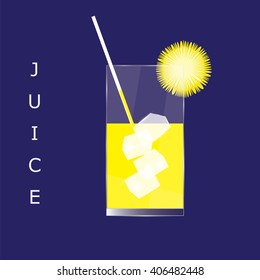 a glass of fruit juice lemon isolated abstract art blue background vector