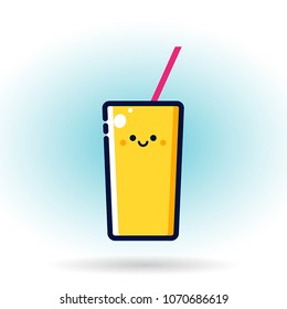 Glass of fruit juice on the blue background. Vector, illustration, eps10.