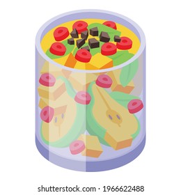 Glass fruit salad icon. Isometric of Glass fruit salad vector icon for web design isolated on white background